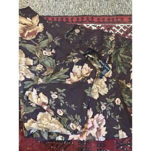 VTG Ralph Lauren scarf silk Rose Floral Blue Classic 34" X 34"